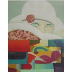 PAVANT, Max. “Le Bonnet Blanc”. Lithographie, signée et numérotée 92/175 au crayon.