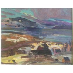 RICHARD, René Jean, R.C.A., 1895-1982. “Baie St. Paul”. Huile sur panneau, signée.