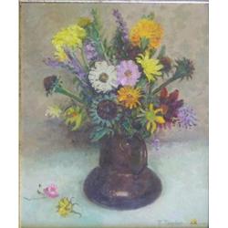 TAYLOR, Frederick Bourchier, R.C.A., 1906-1987. “Mixed Flowers in a Copper Mug”.