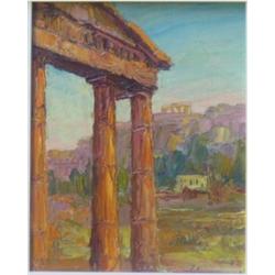 CONSTANTINEAU, Fleurimond, 1905-1981. “Athènes”. Huile sur panneau, signée.