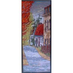 CAOUETTE, Raymond, 1958- . “Coin de Trois Rivères”. Huile sur toile, signée.