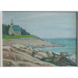 MORENCY, André, 1910- . “Port au Persil”. Huile sur panneau, signée. Titrée verso.