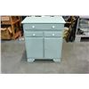 Image 1 : GREEN VINTAGE LIFT TOP CABINET W/ 2 DRAWERS