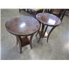 Image 2 : PAIR OF ROUND GLASSTOP MAHOGANY ENDTABLES