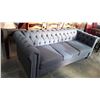 Image 1 : BRAND NEW GREY MODERN TUFTED SOFA AND LOVESEAT WITH NAILHEAD ACCENT, RETAIL $2499