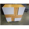 Image 1 : MODERN 4 DOOR SERVING CABINET, WITH WHITE ACCENTS, RETAIL $1699