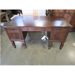 ASHLEY DARK FINISH EXECUTIVE DESK WITH 4 DRAWERS, FLOOR MODEL, RETAIL $ 1799