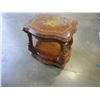 Image 1 : HEAVILY CARVED WOOD SIDE TABLE WITH GLASS