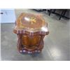 Image 2 : HEAVILY CARVED WOOD SIDE TABLE WITH GLASS