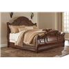 Image 1 : NEW ASHLEY KINGSIZE CARVED BURLED MAHOGANY SLEIGH BEDFRAME RETAIL $3,999 FLOOR MODEL
