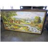 Image 1 : LARGE PAINTING ON CANVAS IN GUILDED FRAME OF WATERFALL SCENE
