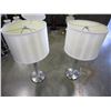 Image 1 : PAIR OF BRUSHED METAL TABLE LAMPS
