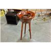 Image 1 : WOOD SALAD BOWL ON STAND W/ UTENSILS