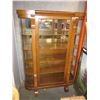 Image 1 : ANTIQUE OAK BOWED GLASS DISPLAY CABINET