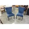 Image 1 : PAIR OF BLUE UPHOLSTERED SIDE CHAIRS