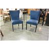 Image 2 : PAIR OF BLUE UPHOLSTERED SIDE CHAIRS