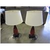 Image 1 : PAIR OF RED GLASS TABLE LAMPS