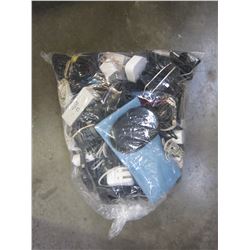 LARGE BAG OF HEAD PHONES, POWER CORDS, AND OTHER CORDS