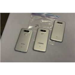 3 LG G5 PHONES, SILVER, PARTS ONLY