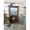 Image 1 : VINTAGE OAK CASED MANTLE CLOCK AND METAL FIGURE AND URN