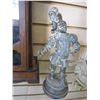 Image 2 : VINTAGE OAK CASED MANTLE CLOCK AND METAL FIGURE AND URN