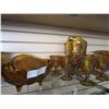 Image 1 : CARNIVAL GLASS PITCHER AND GOBLETS AND BOWLS