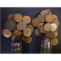 1902 & 1903 CIRC INDIAN CENT ROLLS 100-COINS TOTAL