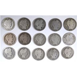 15 diff DATED BARBER HALF DOLLARS