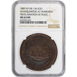 New York. Newburgh. 1883 Washington Headquarters, Proclamation of Peace Centennial. HK-134. Baker R-