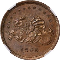 Store Card. Ohio/ Cincinnati. W.C. McClenahan & Co. F-165DL-4a. Copper. Rarity-?  MS-62 BN NGC.