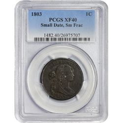 1803 S-251. Small Date, Small Fraction. Rarity-2. EF-40 PCGS