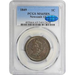 1849 N-12. Rarity-1. MS-65 BN PCGS. CAC.