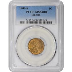 1909-S Lincoln. MS-64 RB PCGS.