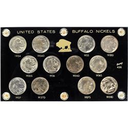 1934-1938-PDS Buffalo Nickels. Classic Short Set. All Choice Mint State and Finer.