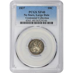 1837 Liberty Seated. No Stars. Large Date. EF-40 PCGS