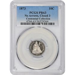 1873 No Arrows. Closed 3. Proof-63