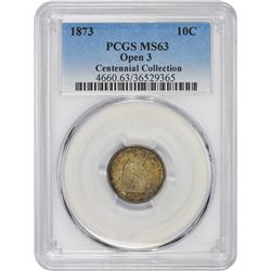 1873 No Arrows. Open 3. MS-63 PCGS