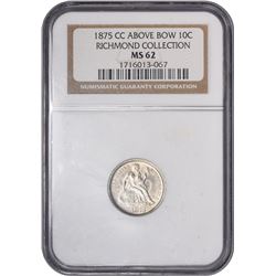1875-CC Mintmark Above Bow. Fortin-109. Rarity-3. MS-62 NGC.