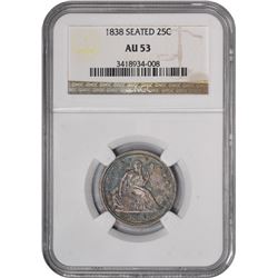 1838 Liberty Seated. AU-53 NGC.