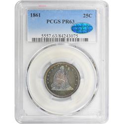 1861 Proof-63 PCGS. CAC.