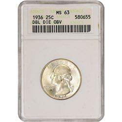 1936 Doubled Die Obverse. MS-63 ANACS.