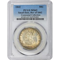 1842 Small Date, Large Letters. MS-62 PCGS.