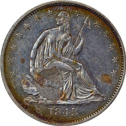 1845-O Repunched Date. WB-108. Rarity-4. AU-53 ANACS