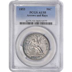 1853 Arrows & Rays. WB-101. Rarity-1. AU-55 PCGS.