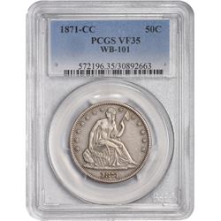 1871-CC Normal Date. WB-101. Rarity-4+. VF-35 PCGS.