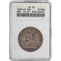 1873-CC Arrows. Large Mintmark. WB-103. Rarity-4+. VF-30 ANACS.