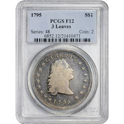 1795 Flowing Hair. 3 Leaves. B-5, BB-27. Rarity-1. Fine-12 PCGS