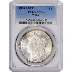 1878 7/8 Tailfeathers. Weak. VAM-41C. 7/4 TF, Bearded Lady. Rarity-6. MS-63 PCGS.