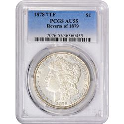 1878 7 Tailfeathers. Reverse of ’79. VAM-Uncertain. AU-55 PCGS.