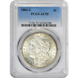 1884-S VAM-8. 18 in Denticles, Far Date, S Set Left. Rarity-5. AU-55 PCGS.